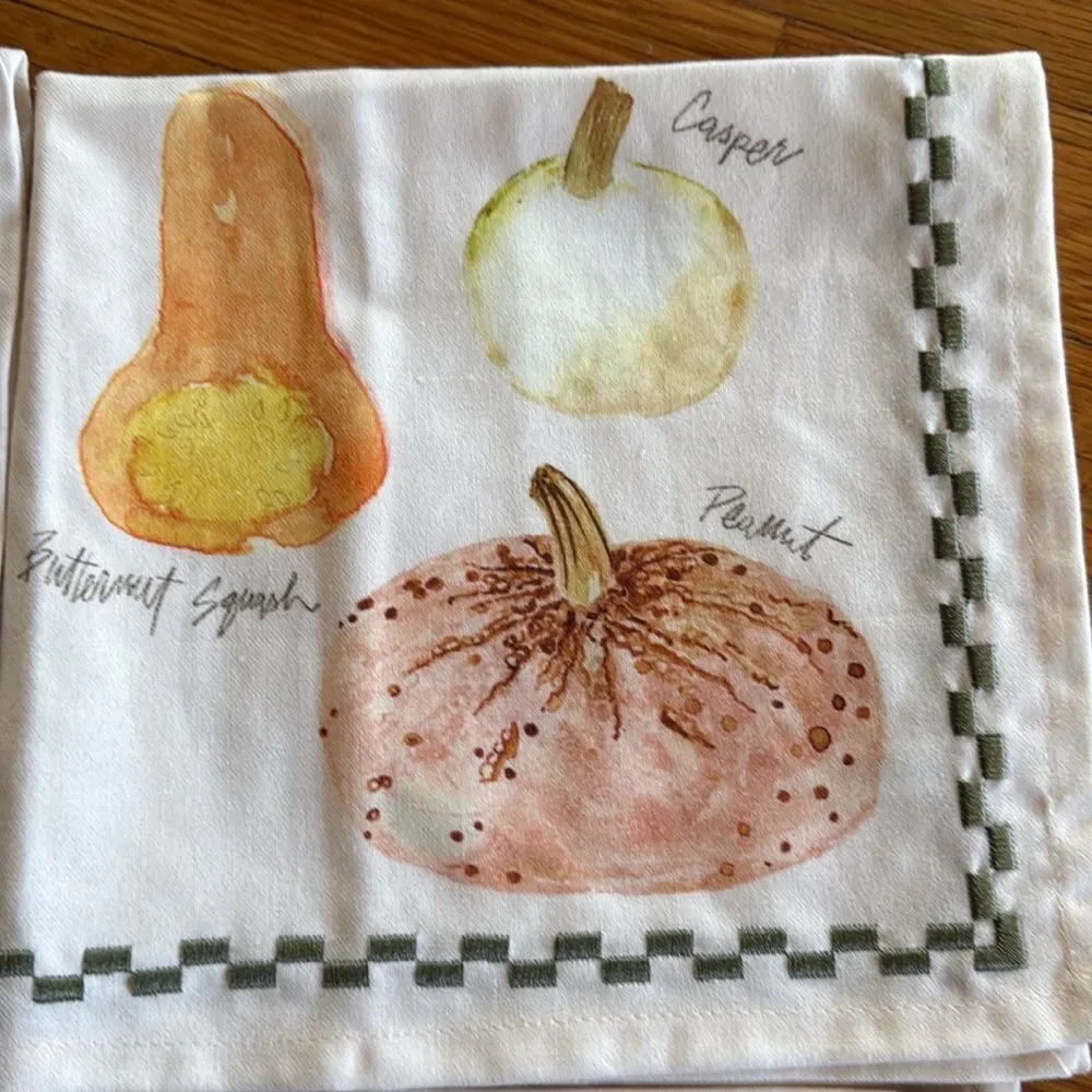 Anthropologie Types of Pumpkins Napkins, Set of 4